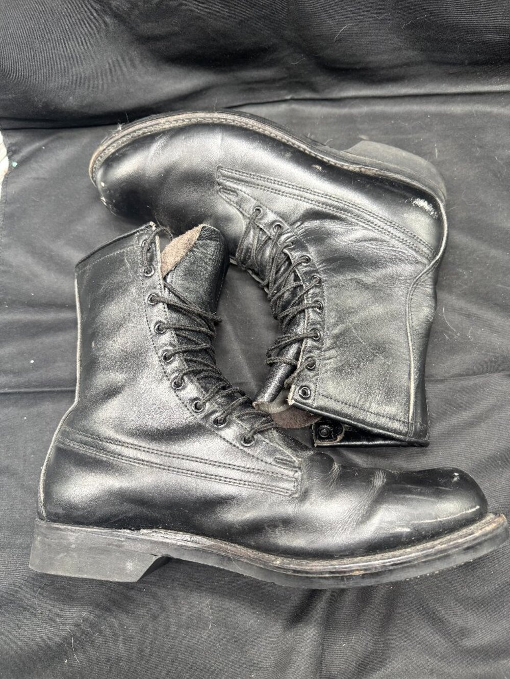 Vintage 1983 Military Issue Black Leather Addison Shoe Co. Combat Boot Size 9.5